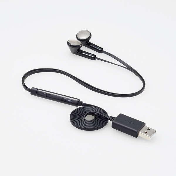 インナーイヤー型ヘッドセット/セミオープン/ミュートスイッチ付/両耳/USB/ブラック