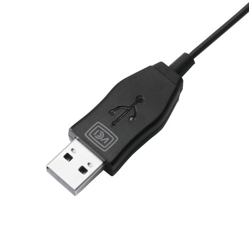 マイクアーム付インナーイヤー型ヘッドセット/両耳/USB/ブラック