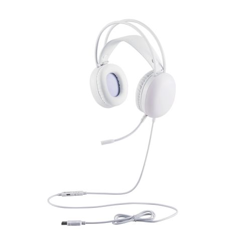 LEDハウジングゲーミングヘッドセット/両耳オーバーヘッド/50mmドライバ/USB-A/ホワイト