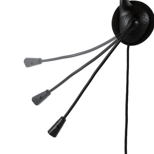 モバイルヘッドセット/両耳オーバーヘッド/単一指向性マイク/約1.2m/30mmドライバー/Type-C端子/USB-A変換アダプター付き/ブラック