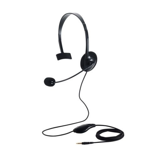 有線ヘッドセット/片耳オーバーヘッド/小型/4極/1.8m/ブラック