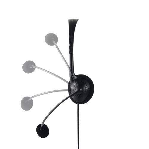 有線ヘッドセット/片耳オーバーヘッド/小型/USB-A/1.8m/ブラック