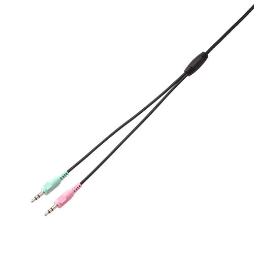 有線ヘッドセット/両耳オーバーヘッド/小型/3極/1.8m/ブラック