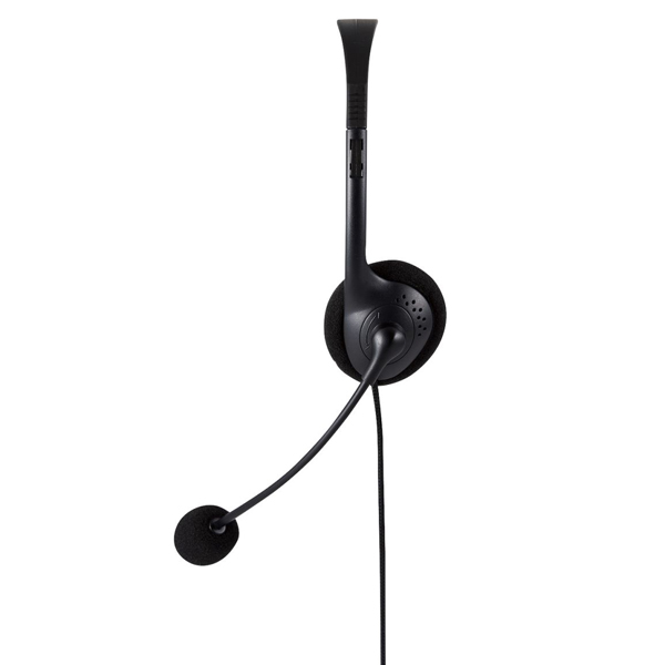 有線ヘッドセット/オーバーヘッド型/マイクアーム付き/USB-A/USB Type-C変換ケーブル付属/左耳/ブラック
