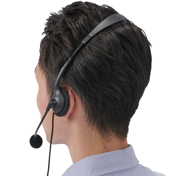 有線ヘッドセット/オーバーヘッド型/マイクアーム付き/USB-A/USB Type-C変換ケーブル付属/左耳/ブラック