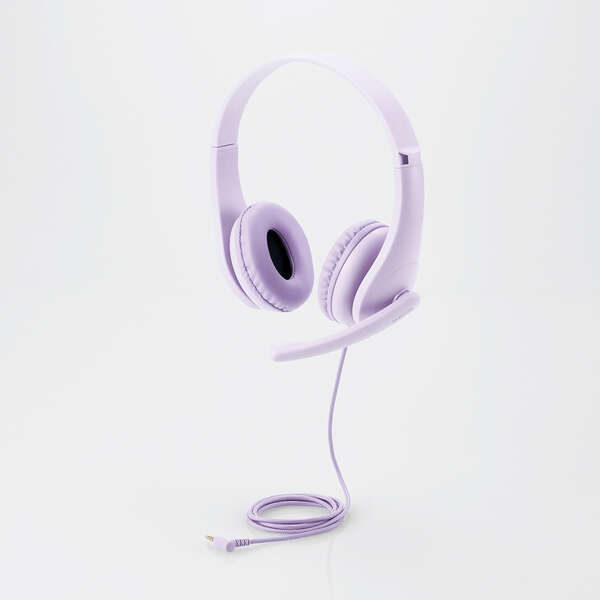 こども専用ヘッドセット/回転式マイクアーム付き/4極/パープル