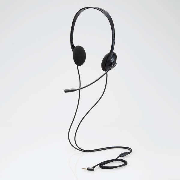 子ども専用ヘッドセット/回転式マイクアーム付き/軽量/両耳/4極Φ3.5mm/ブラック