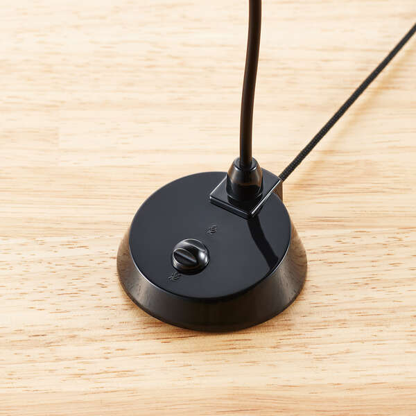 スタンドマイク/小型/フレキシブルアーム/ミュートボタン付き/3極Φ3.5mm/ブラック