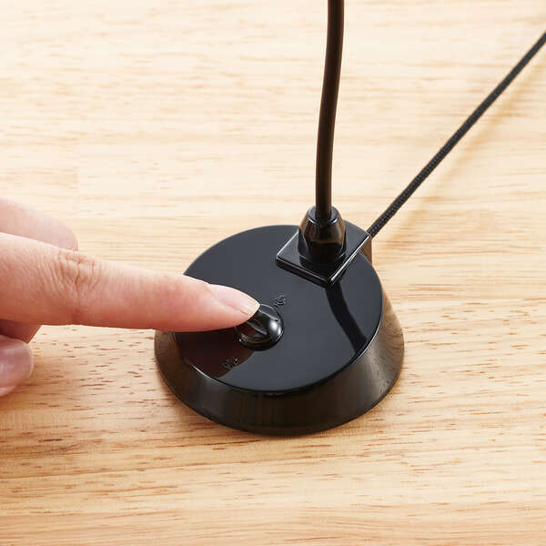 スタンドマイク/小型/フレキシブルアーム/ミュートボタン付き/3極Φ3.5mm/ブラック