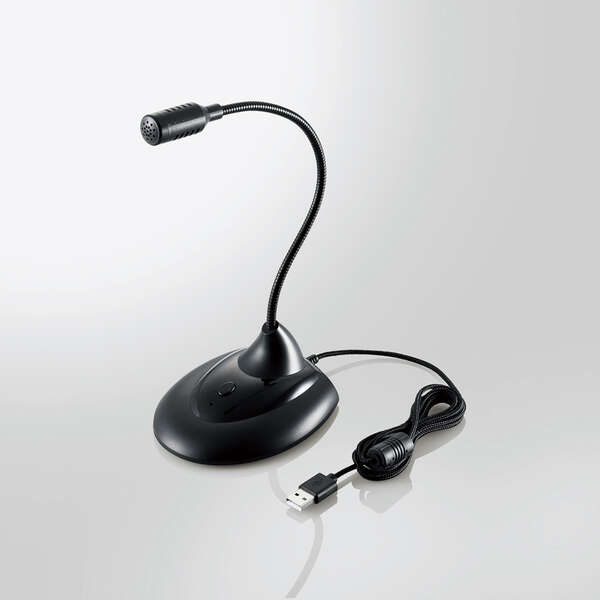 スタンドマイク/フレキシブルアーム/ミュートボタン付き/LED搭載/USB-A/ブラック