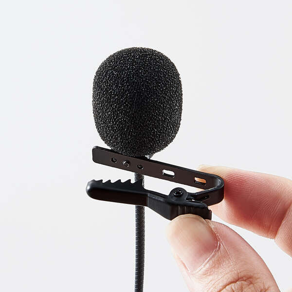 クリップ付きピンマイク/ウインドジャマー付/4極φ3.5mm/変換ケーブル付/収納ポーチ付/1.8m/ブラック