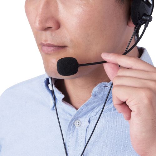 有線ヘッドセット/両耳ネックバンド/4極/1.8m/ブラック