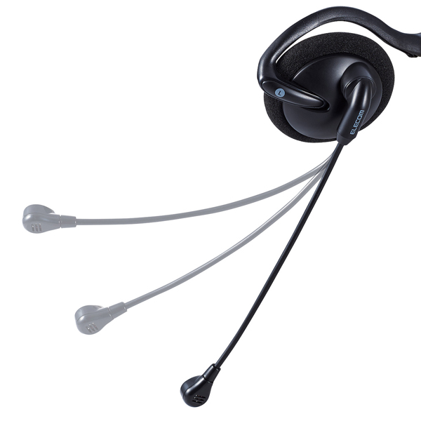 有線ヘッドセット/ネックバンド型/折りたたみ式/4極φ3.5mm/変換ケーブル付/両耳/ブラック