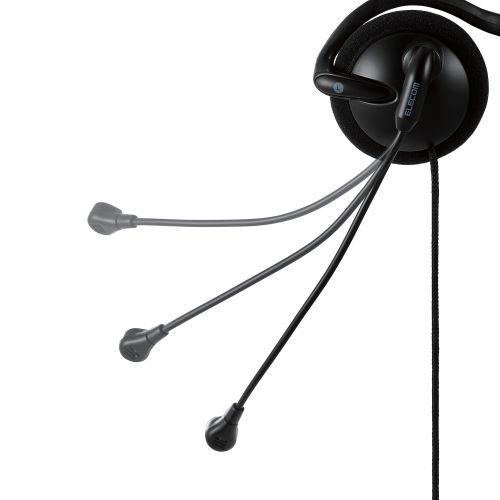 モバイルヘッドセット/両耳ネックバンド/単一指向性マイク/約1.2m/30mmドライバー/Type-C端子/USB-A変換アダプター付き/ブラック
