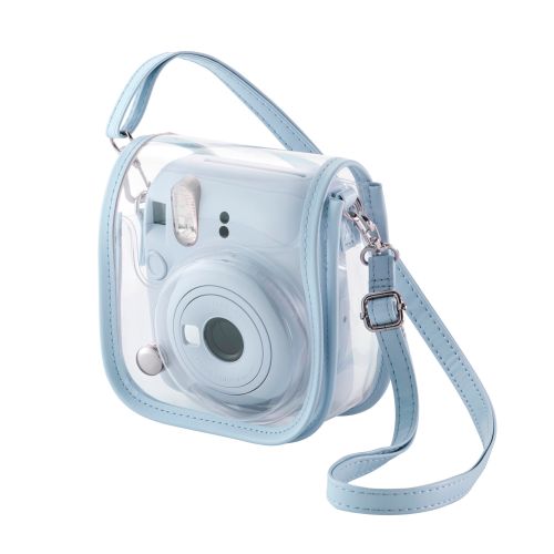 チェキアクセサリ/カメラケース/mini12用/カラフル/ストラップ付属/ブルー