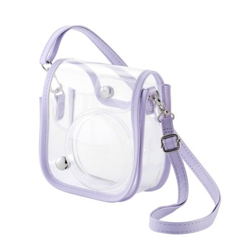 チェキアクセサリ/カメラケース/mini12用/カラフル/ストラップ付属/パープル