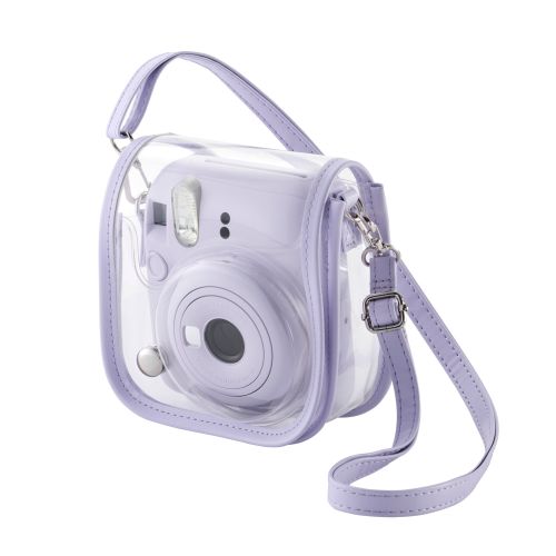 チェキアクセサリ/カメラケース/mini12用/カラフル/ストラップ付属/パープル