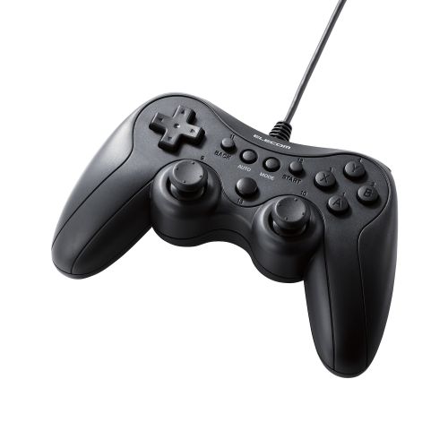 ゲームパッド/有線/Xinput/PS系配置/連射/スティックモード切替/軽量/ブラック