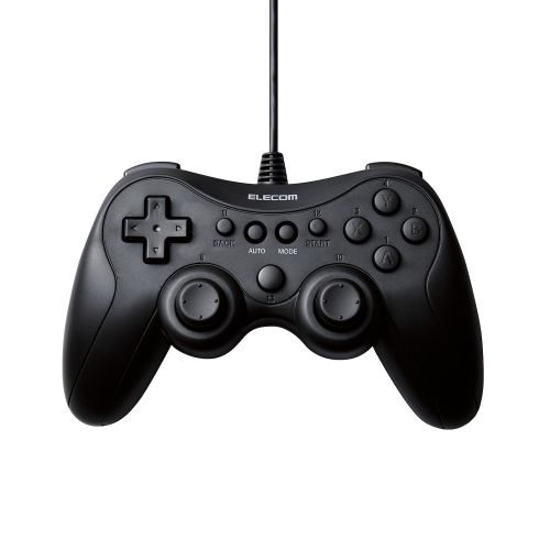 ゲームパッド/有線/Xinput/PS系配置/連射/スティックモード切替/軽量/ブラック