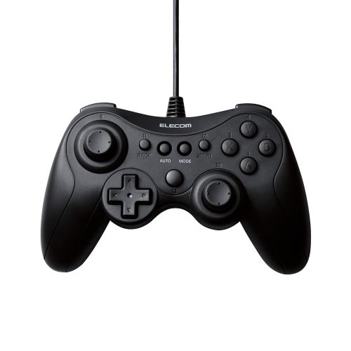 ゲームパッド/有線/Xinput/Xbox系配置/連射/スティックモード切替/軽量/ブラック