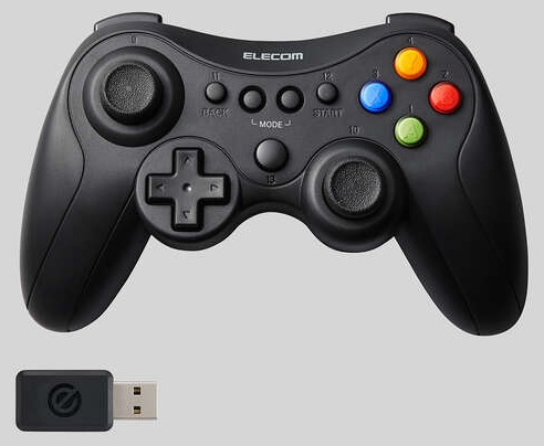 ゲームパッド/無線・有線/XInput/DirectInput/Xbox系配置/FPS特化仕様/充電式/13ボタン/ブラック