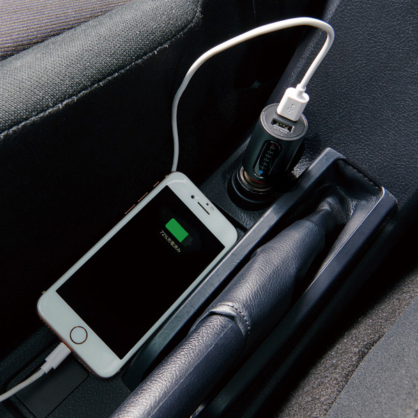 FMトランスミッター/Bluetooth/USB2ポート付/2.4A/おまかせ充電/4チャンネル/ブラック