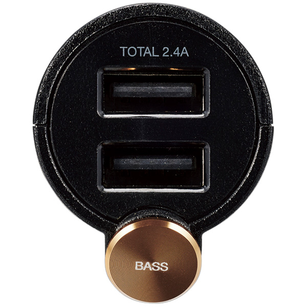 FMトランスミッター/Bluetooth/USB2ポート付/2.4A/おまかせ充電/重低音モード付/4チャンネル/ブラック