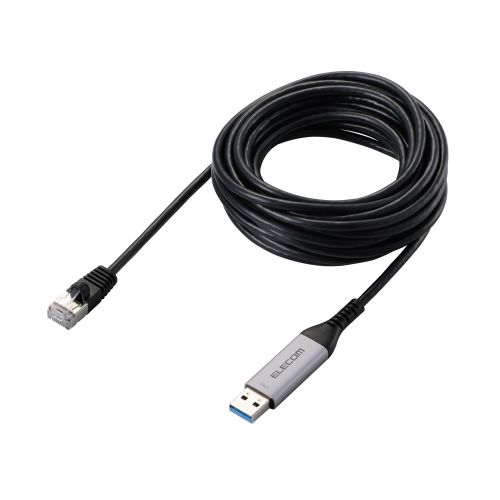 USB-A - LAN変換ケーブル/CAT6/MACアドレスチェンジャー/5.0m/ブラック