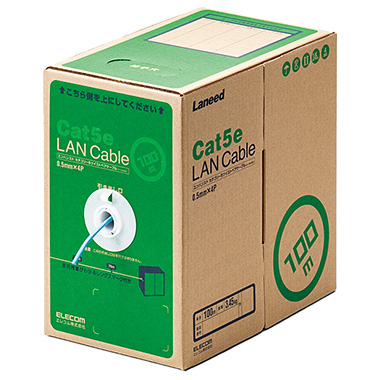 RoHS対応LANケーブル/CAT5E/100m/ライトブルー/簡易パッケージ