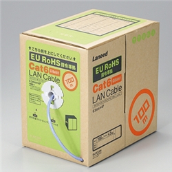 EU RoHS指令準拠 CAT6対応 LANケーブル 100m/リール巻(ブルー)