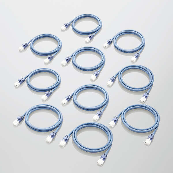 LANケーブル/CAT5e準拠/EU RoHS指令準拠/爪折れ防止/簡易パッケージ仕様/1m/ブルー/10個セット