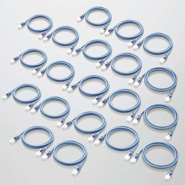 LANケーブル/CAT5e準拠/EU RoHS指令準拠/爪折れ防止/簡易パッケージ仕様/1m/ブルー/20個セット