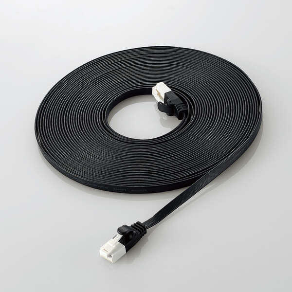 LANケーブル/CAT6A準拠/爪折れ防止/フラット/10m/ブラック