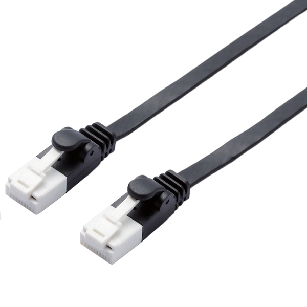 LANケーブル/CAT6A準拠/爪折れ防止/フラット/1m/ブラック