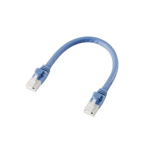 LANケーブル/CAT6A対応/EU RoHS指令準拠/爪折れ防止/簡易パッケージ仕様/0.15m/ヨリ線/ブルー