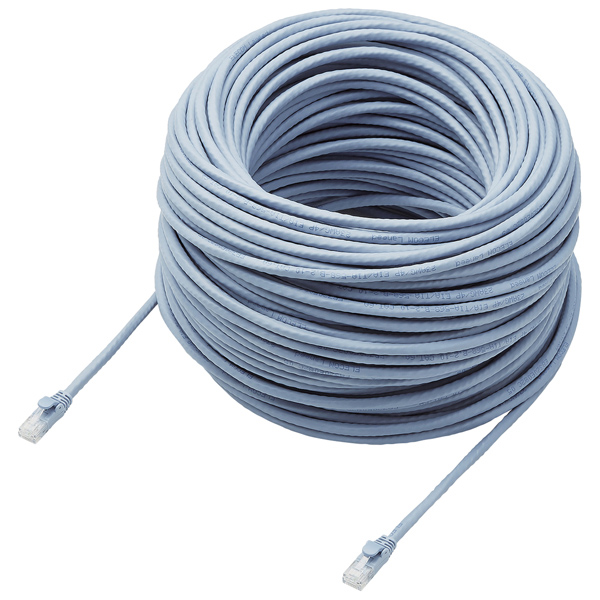 LANケーブル/CAT6A対応/EU RoHS指令準拠/ツメ折れ防止カバー/簡易パッケージ仕様/70m/単線/ブルー