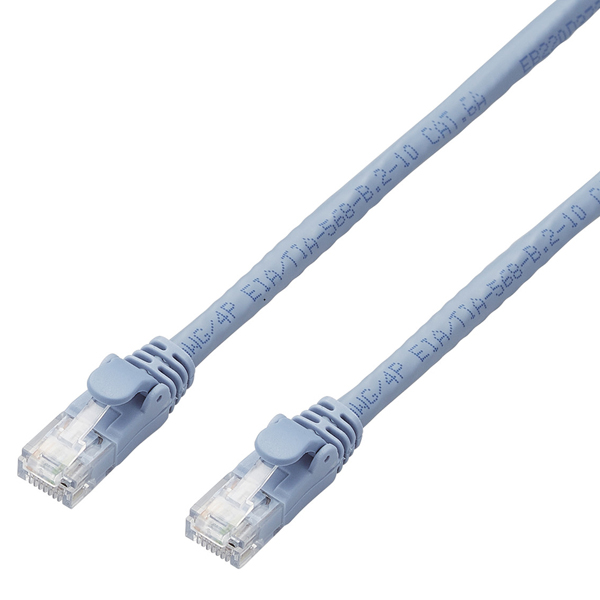 LANケーブル/CAT6A対応/EU RoHS指令準拠/ツメ折れ防止カバー/簡易パッケージ仕様/80m/単線/ブルー