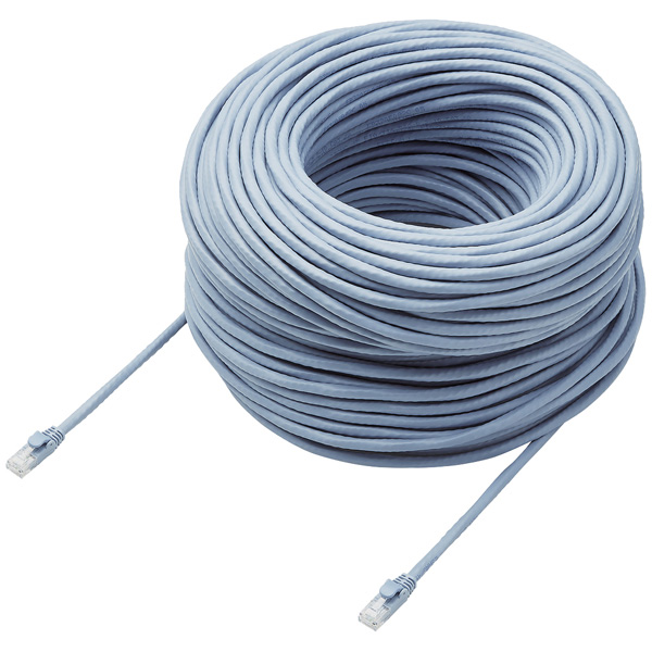 LANケーブル/CAT6A対応/EU RoHS指令準拠/ツメ折れ防止カバー/簡易パッケージ仕様/90m/単線/ブルー