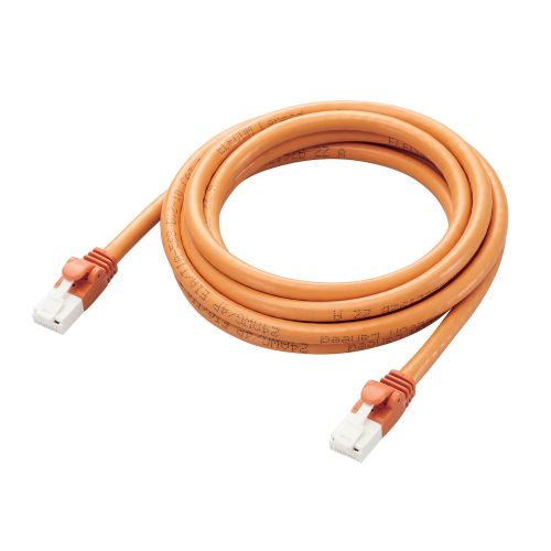 LANケーブル/CAT6A対応/EU RoHS指令準拠/爪折れ防止/簡易パッケージ仕様/2.0m/オレンジ