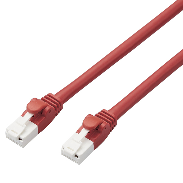 LANケーブル/CAT6A対応/EU RoHS指令準拠/爪折れ防止/簡易パッケージ仕様/1m/ヨリ線/レッド