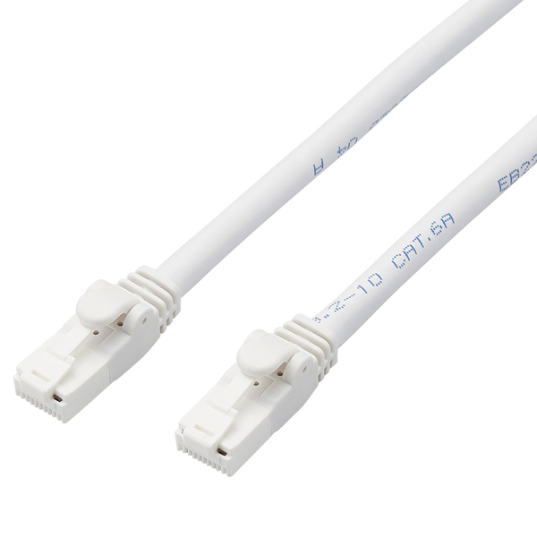 LANケーブル/CAT6A対応/EU RoHS指令準拠/爪折れ防止/簡易パッケージ仕様/1m/ヨリ線/ホワイト