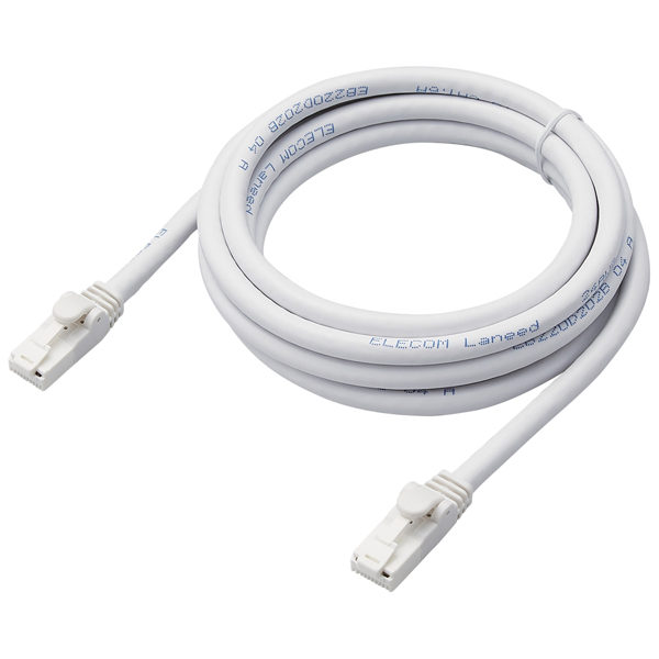 LANケーブル/CAT6A対応/EU RoHS指令準拠/爪折れ防止/簡易パッケージ仕様/2m/ヨリ線/ホワイト
