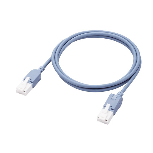 LANケーブル/CAT6A/爪折れ防止/縦スイング式コネクタ/横スイング式コネクタ/1.0m/ブルー