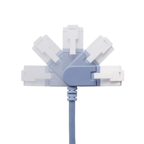 LANケーブル/CAT6A/爪折れ防止/縦スイング式コネクタ/横スイング式コネクタ/1.0m/ブルー