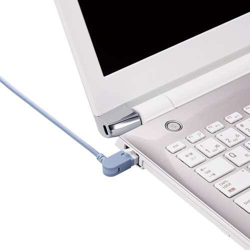 LANケーブル/CAT6A/爪折れ防止/縦スイング式コネクタ/横スイング式コネクタ/2.0m/ブルー