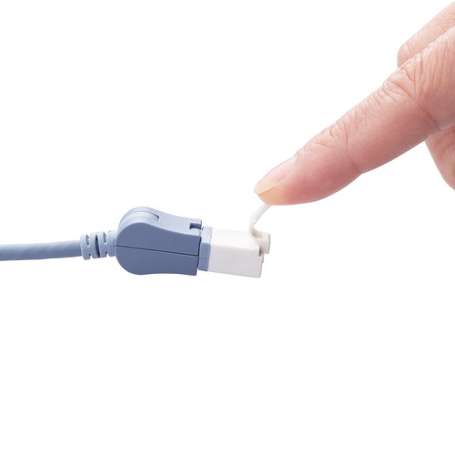 LANケーブル/CAT6A/爪折れ防止/縦スイング式コネクタ/横スイング式コネクタ/2.0m/ブルー