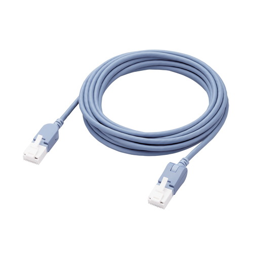 LANケーブル/CAT6A/爪折れ防止/縦スイング式コネクタ/横スイング式コネクタ/3.0m/ブルー