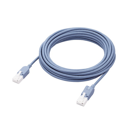 LANケーブル/CAT6A/爪折れ防止/縦スイング式コネクタ/横スイング式コネクタ/5.0m/ブルー