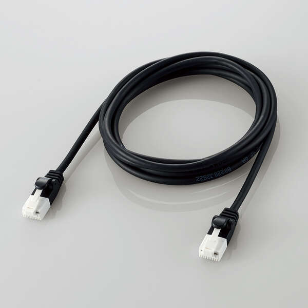 やわらかLANケーブル/CAT6A/爪折れ防止/2.0m/ブラック