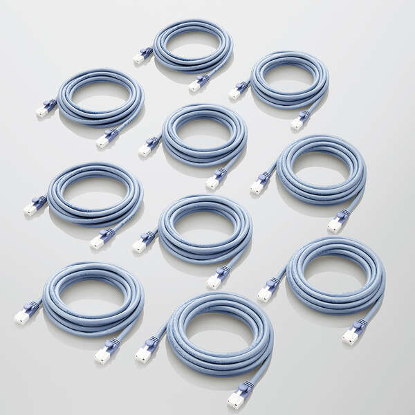 LANケーブル/CAT6準拠/EU RoHS指令準拠/爪折れ防止/簡易パッケージ仕様/3m/ブルー/10個セット